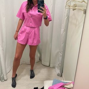 Karlie Pink Faux Leather Camp Shorts Size M